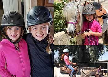 Collage of children at Dal Porto's Saddle Club in May 2022 